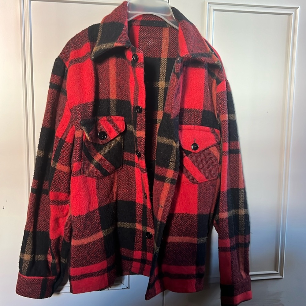 Wool plaid shirt jacket